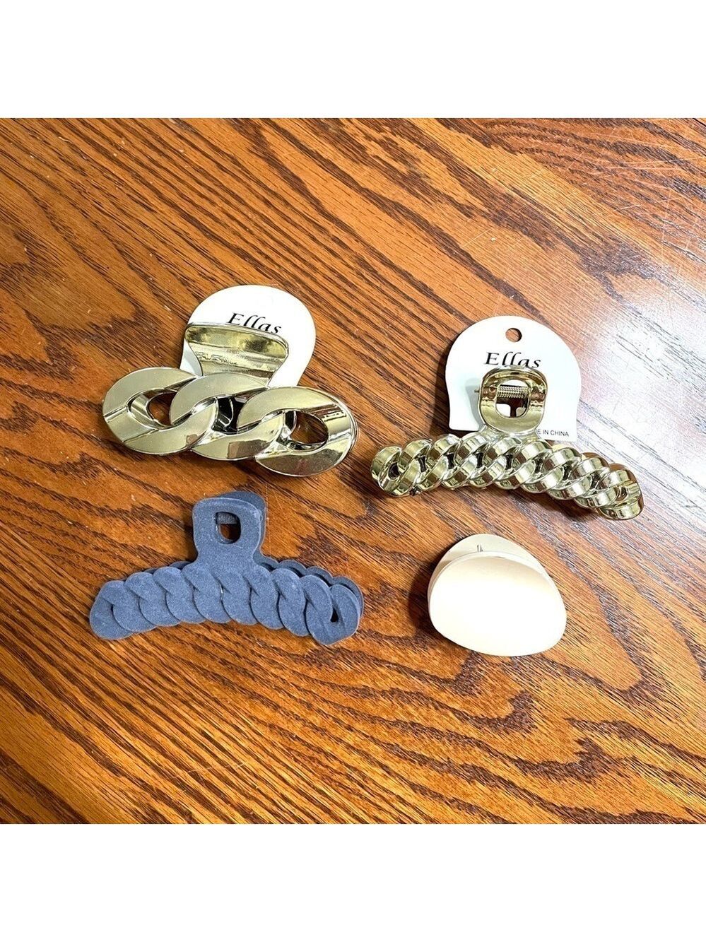 Ella Gold and Gray Hair Clips Set